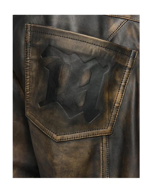 M I S B H V Black Vintage Leather Moto Pants