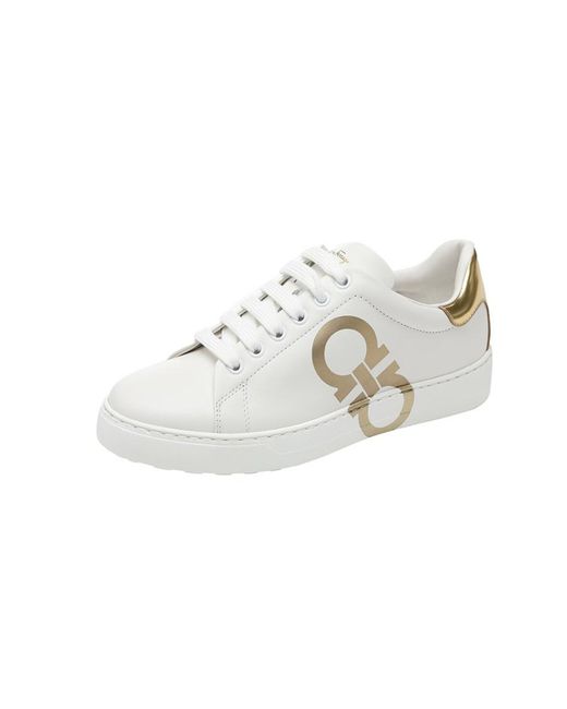 Ferragamo White Logo-Laced Casual Sneakers