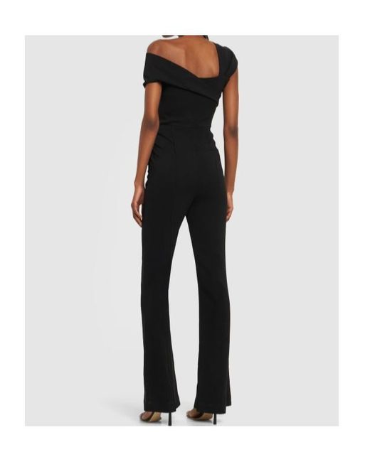 Roland Mouret Black Asymmetric Stretch Viscose Cady Jumpsuit
