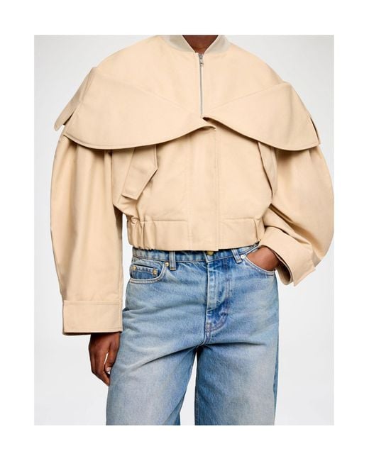 Ganni Natural Layered Cotton Bomber Jacket