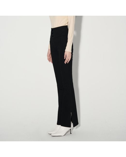 LIU REGALI Black Split High-Rise Flared Jeans