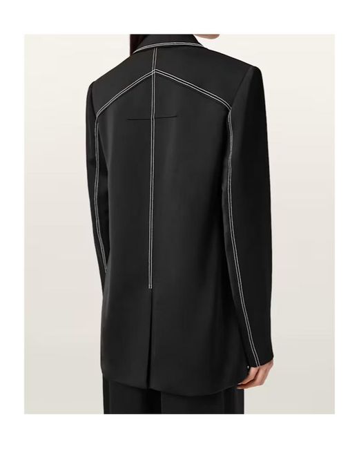 AllSaints Black Luna Contrast-Stitch Blazer