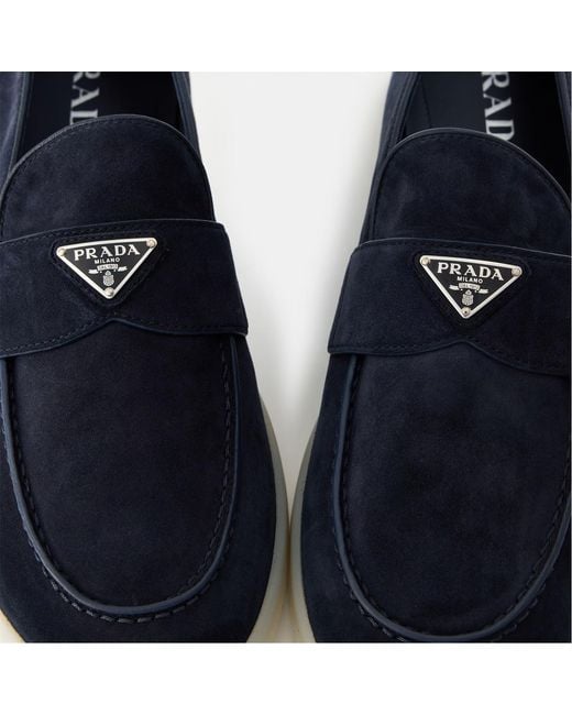 Prada Blue Logo Loafers for men