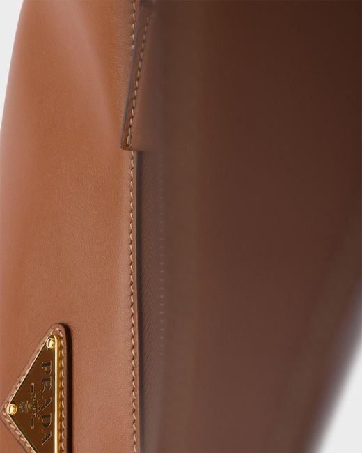 Prada Brown Arqué Small Leather Shoulder Bag