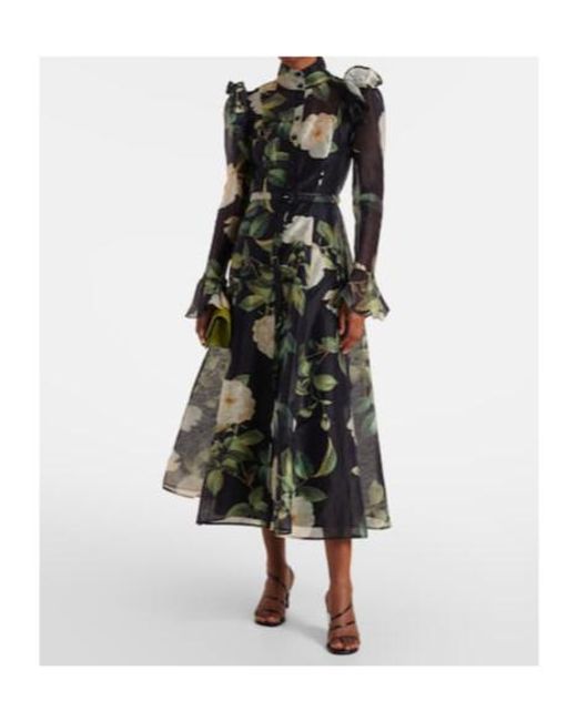 Leo Black Katrina Floral Linen-Blend Midi Dress