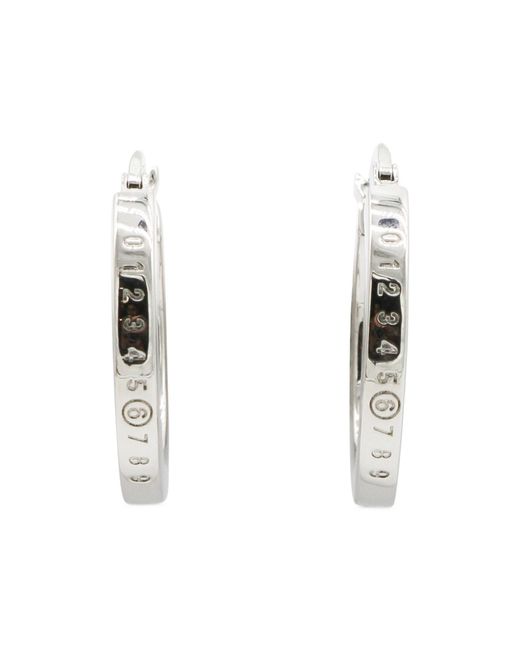 MM6 by Maison Margiela White Numeric Logo Engraved Hoop Earrings for men