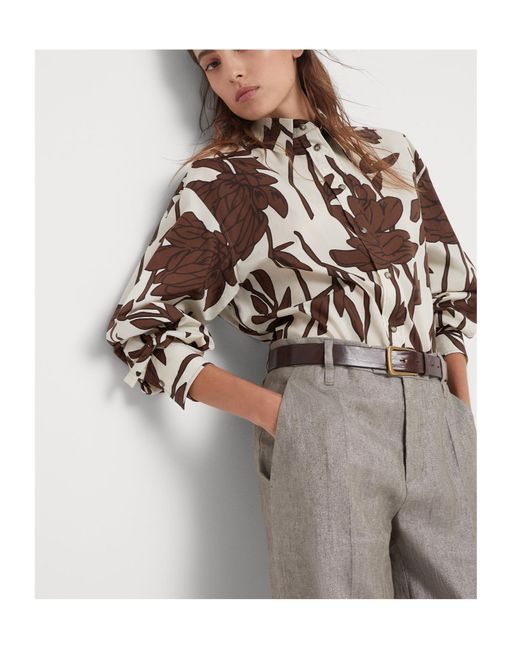 Brunello Cucinelli Multicolor Floral-Printed Button-Up Shirt