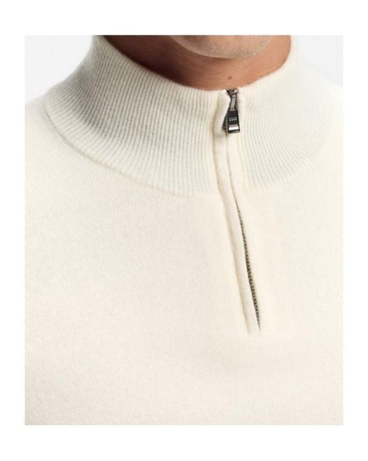 Boss White Zip-Up Sweater for men