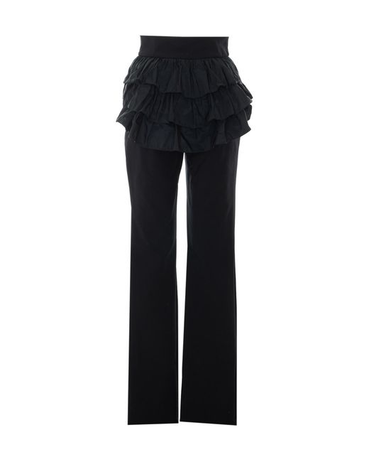 Elisabetta Franchi Black Ruffle-Detail Casual Trousers