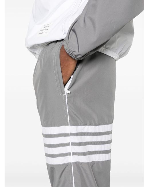 Thom Browne Gray Bar Stripe Detailed Track Trousers for men