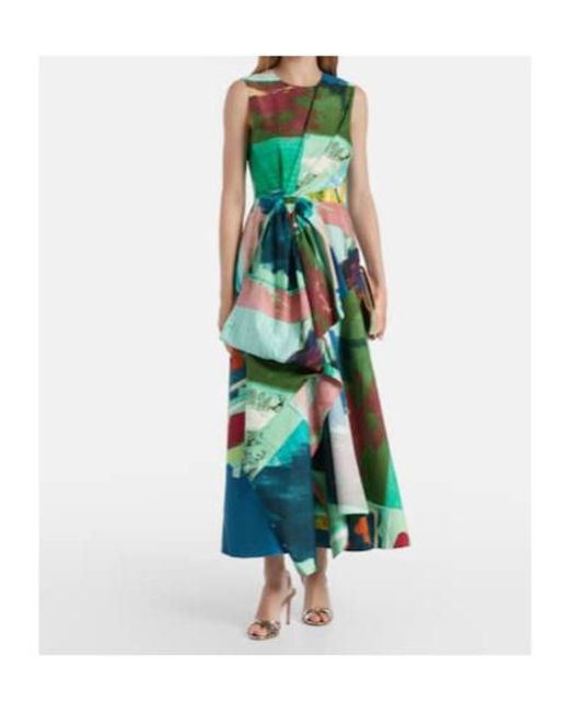 Roksanda Green Nura Bow-Detail Cotton Cocktail Dress