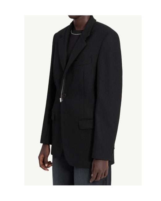 MM6 by Maison Margiela Black Long Sleeve Zip-Front Blazer