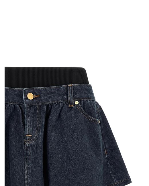 7 For All Mankind Blue 'Banded Mini' Skirt