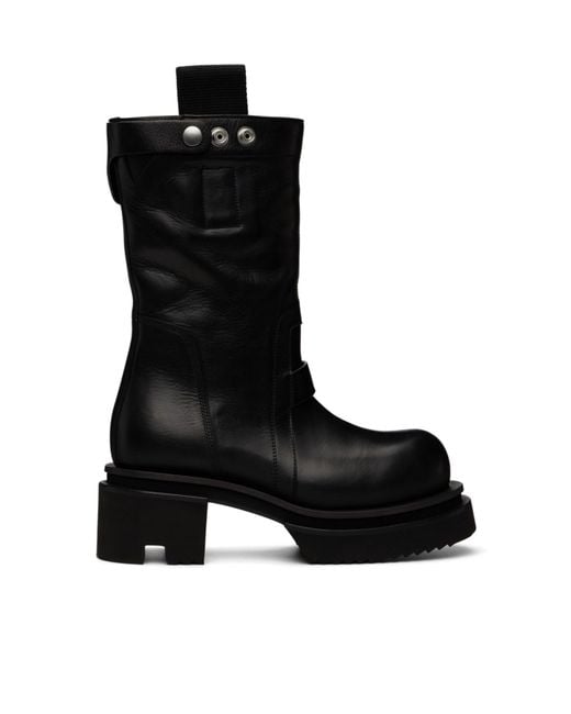 Rick Owens Black Platform Leather Boots