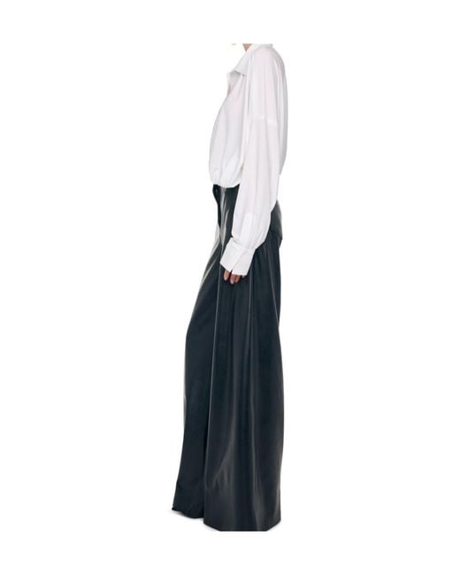 Norma Kamali Black Synth Palazzo Pants