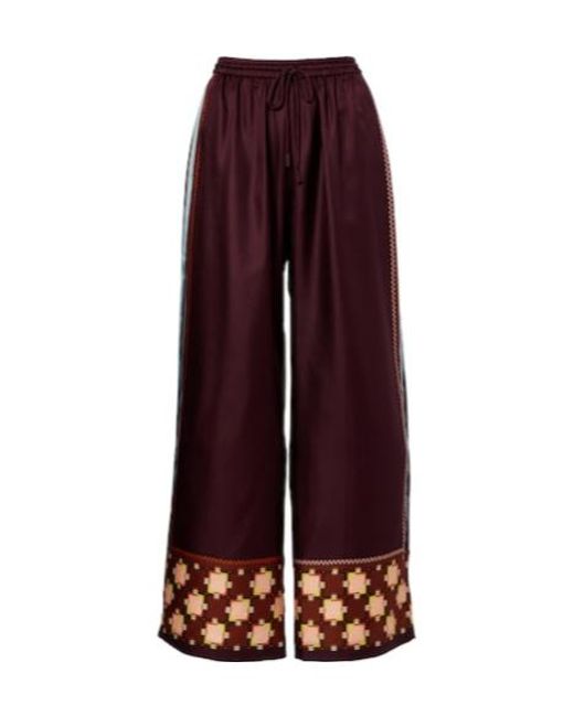 ALÉMAIS Purple Wilson Silk Twill Wide-Leg Pants