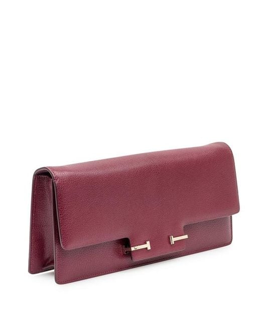Tom Ford Purple Supple Logo Buckled Shoulder Bag