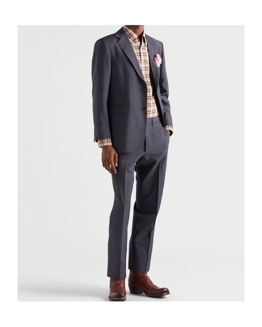 Prada Brown Checked Cotton Button-Down Shirt for men
