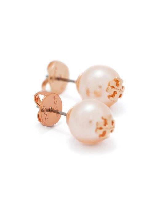Tory Burch Pink Kira Logo Plaque Earrings