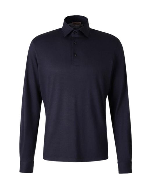 Herno Blue Wool Polo Shirt With Long Slevees for men