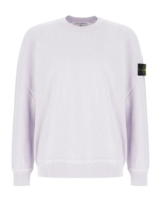 Stone Island White Logo Patch Sweater for men