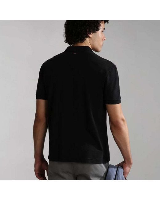 Napapijri Black Short-Sleeved Polo Shirt for men