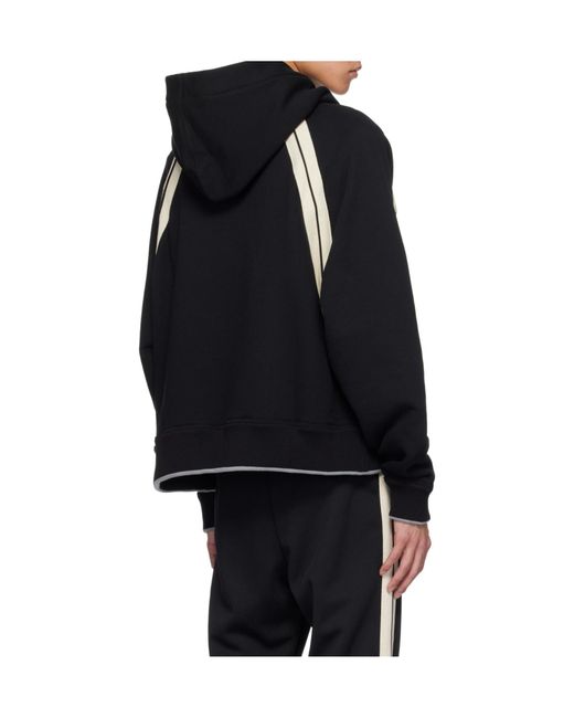 Palm Angels Black Logo Printed Ribbed Hem Hoodie for men