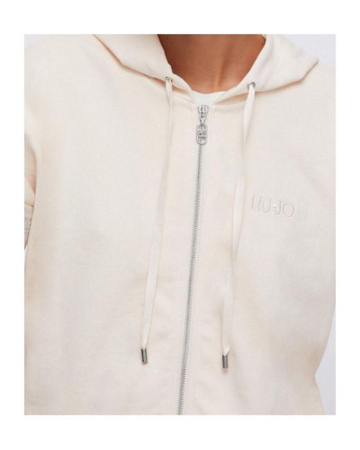 Liu Jo Natural Studded Zip-Up Hoodie