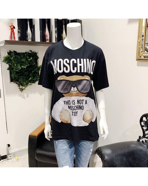 Moschino Black Teddy Bear Pattern Printed T-Shirt