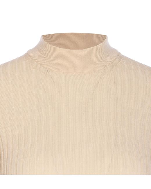 Fendi Natural Logo Intarsia Short-Sleeves Sweater