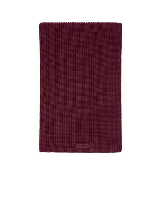 Pinko Purple Ribbed Logo-Patch Scarf
