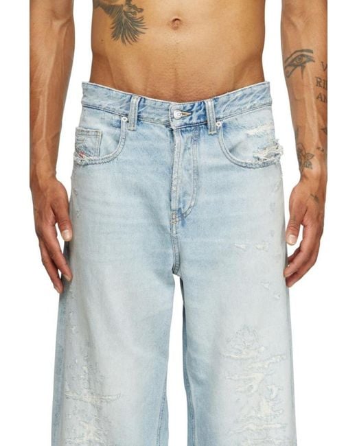 DIESEL Blue 2001 D-Macro Straight-Leg Distressed Jeans for men