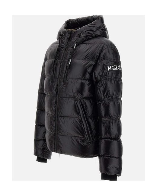 Mackage Black Zippered Hooded Down Jacket for men