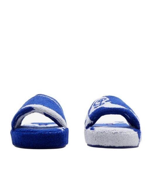 Burberry Blue Snug Cotton-Towelling Slippers