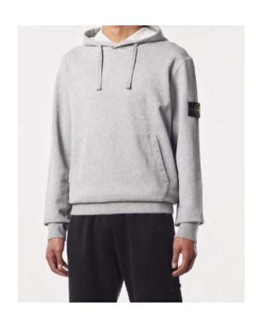 Stone Island Gray Drawstring Hooded Sweater With Pouch Pocket for men