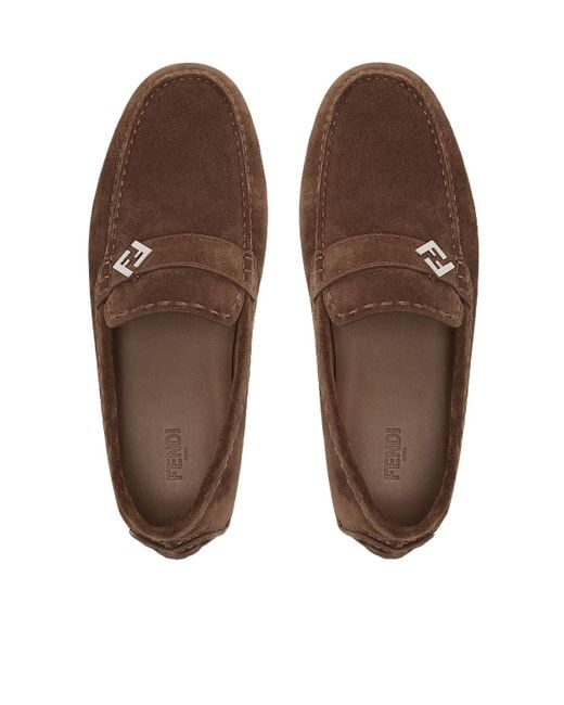 Fendi Brown Ff Drivers Slip-On Loafers for men