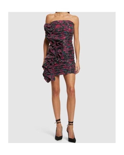 ROTATE BIRGER CHRISTENSEN Purple Sequined Ruffled Mini Dress