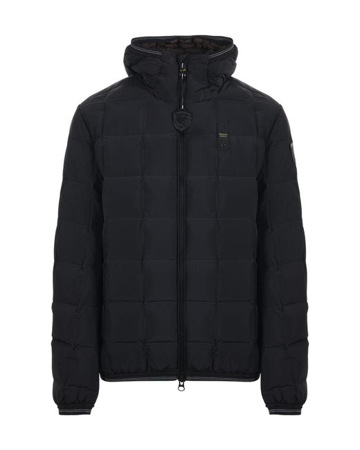 Blauer Usa Black Blauer Quilted Hooded Down Jacket for men