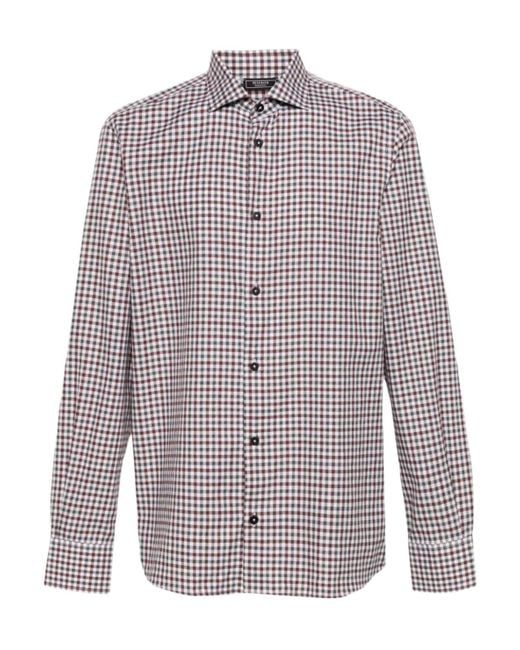 Peserico Blue Gingham-Check Shirt for men