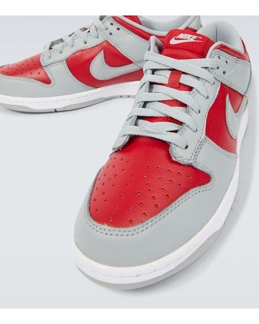 Nike Red Dunk Low Leather Sneakers for men