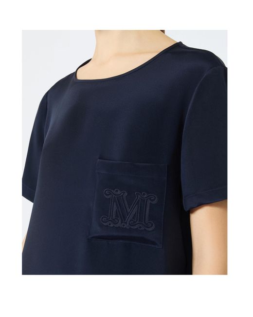 Max Mara Blue Silk Monogram Blouse