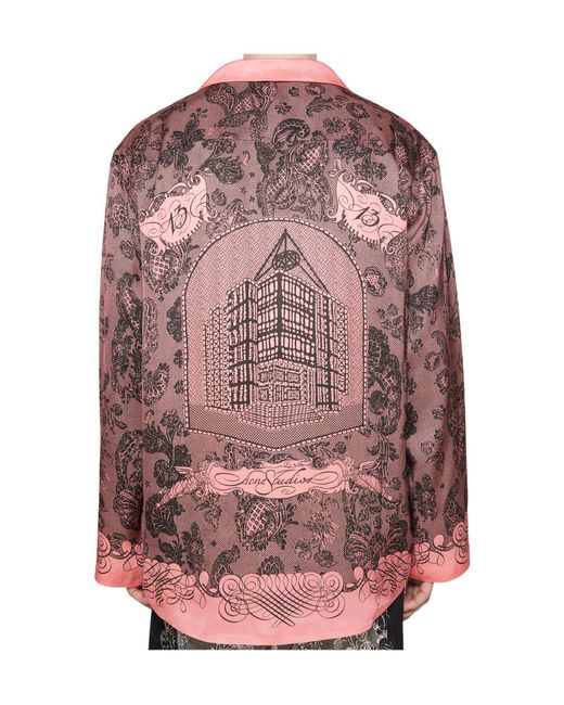 Acne Red Floral Printed Long-Sleeved Shirt for men