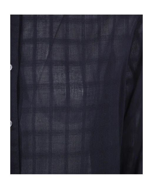 Aspesi Blue Sheer Check Classic Shirt