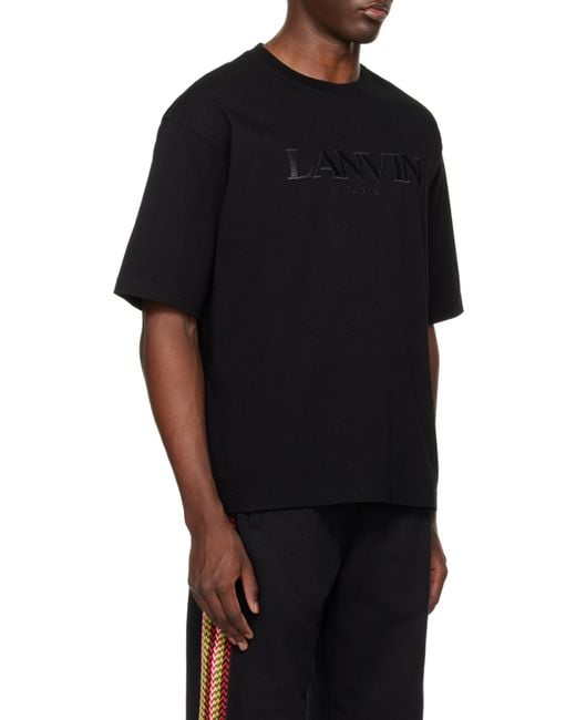 Lanvin Black Oversized Paris Embroidered T-Shirt for men
