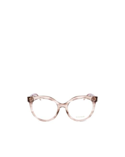 Elie Saab Natural Round Frame Glasses