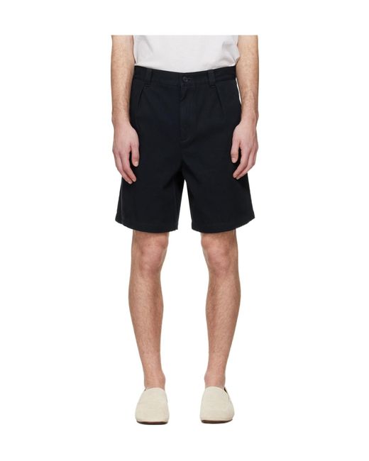 A.P.C. Blue Pleated Bermuda Shorts for men