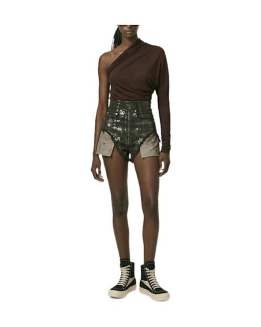 Rick Owens Gray Dirt Denim Shorts