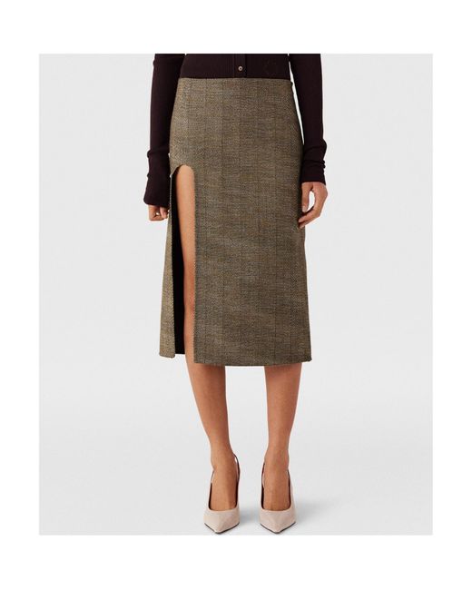 Stella McCartney Gray Side-Slit Tweed Skirt