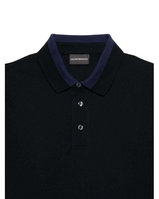 Emporio Armani Black Contrast Trim Polo Shirt for men