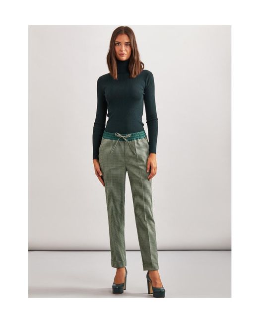 P.A.R.O.S.H. Green Fine-Check Tapered Cropped Trousers